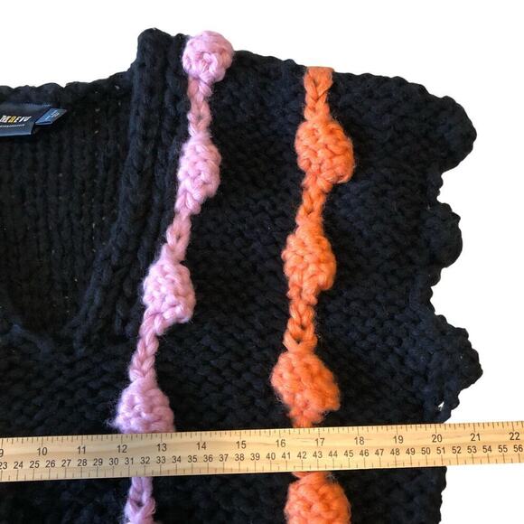 Maeve Womens Knit Bauble Oversized Vest One Size Black Colorful - Picture 8 of 9